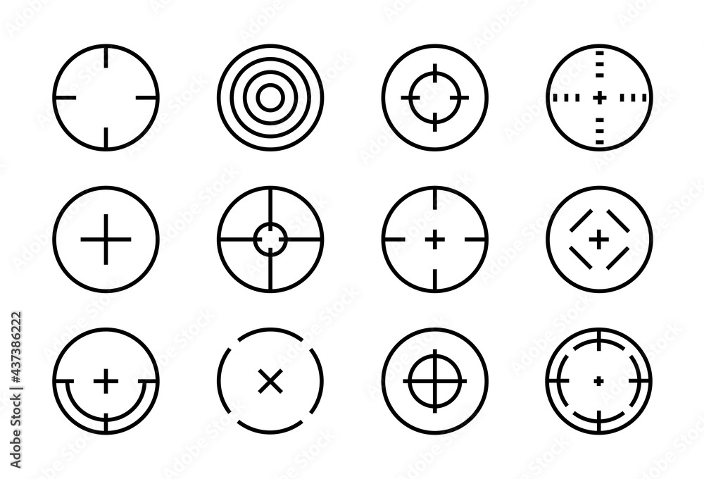 Poster linear targets vectoe set isolated on white