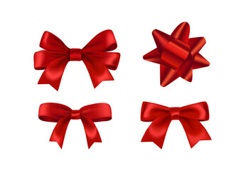 Fototapeta premium Reb bows realistic vector collection
