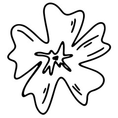 Obraz premium Asian sakura flower isolate on white background. Doodle contour line digital art. Print for sticker, postcards, menus, restaurants, packaging, wrapping paper, postcard