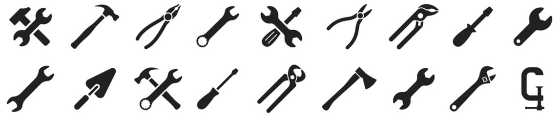 Tools icons set. Instruments signs collection. Tool simple icon. Vector illustration - obrazy, fototapety, plakaty