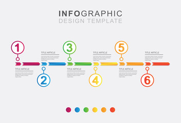 Infographic six steps timeline graphic business finance