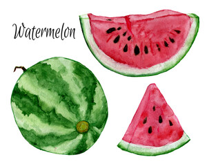 Watermelon set hand drawn watercolor clip art