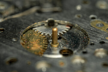 macro photo of pocket watch internal mechanism