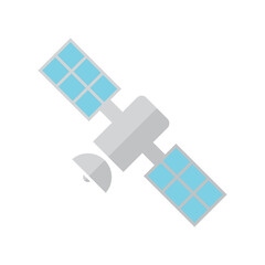 Satellite icon with long shadow. Flat design style
