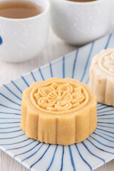 Beautiful moon cake mung bean cake for Mid-Autumn festival.