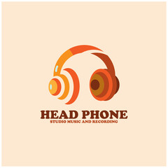 Obraz premium head phone audio music design logo vector