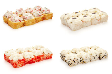 assorted rolls isolate on white background