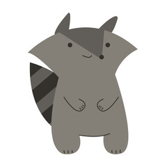 cute raccoon in flat style for children's book, coloring book, puzzle, cards