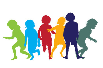 Playing children silhouettes 5
