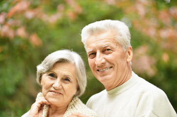 beautiful senior couple  posing in the park