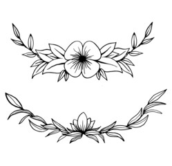 Sketch vector vintage elements wreath, leaves, frame. Perfect for invitations, greeting cards, quotes, blogs, wedding frames, posters. 