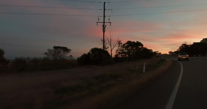 Sunset on the road to Wallaroo South Austral