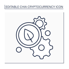 Chia coin processing line icon. Mining process. Space and time proof. Farming in Chia networks. Storing data over certain time. Digital money concept.Isolated vector illustration. Editable stroke