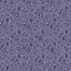 Floral monochromatic background of spring flowers with butterflies on purple light coloured backdrop for fashion, print, textile, fabric and card background