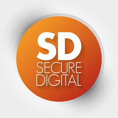 SD - Secure Digital acronym, technology concept background