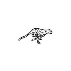 Running cheetah vector line icon. Wildlife outline symbol.