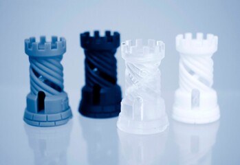 Four Objects photopolymer printed on 3d printer.