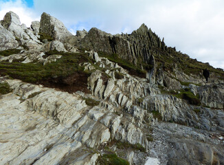 Devon Cliffs - impressive jagged rock formations in autumn sunshine