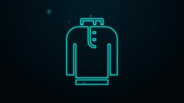 Glowing neon line Shirt kurta icon isolated on black background. 4K Video motion graphic animation