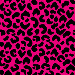 Fototapeta na wymiar Abstract modern leopard seamless pattern. Animals trendy background. Pink and black decorative vector stock illustration for print, card, postcard, fabric, textile. Modern ornament of stylized skin