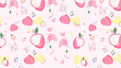 Seamless strawberry pattern. Summer pattern with strawberries. Vector bright pattern. Background for Web, banners