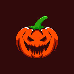 Pumpkin Halloween Vector Logo Design