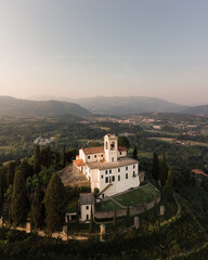 Fototapeta na wymiar Sanctuary in Montevecchia, Brianza. Shot from a drone.