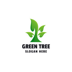 Green Tree Gradient Colorful Logo Template