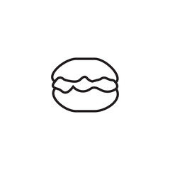 Black flat line vector icon for bowl with boiled rice and chopsticks on white background