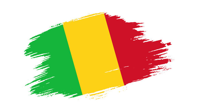 Patriotic of Mali flag in brush stroke effect on white background