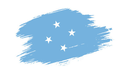 Patriotic of Micronesia flag in brush stroke effect on white background