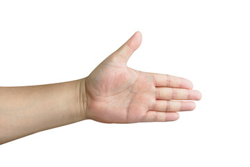 Men hand palm isolated on white background