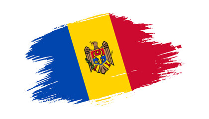 Patriotic of Moldova flag in brush stroke effect on white background