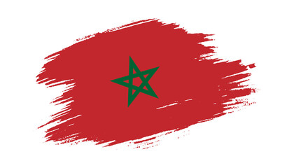 Patriotic of Morocco flag in brush stroke effect on white background