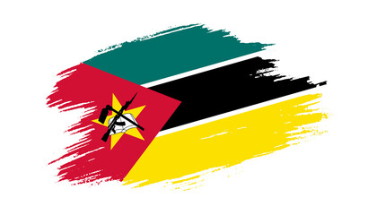 Patriotic of Mozambique flag in brush stroke effect on white background