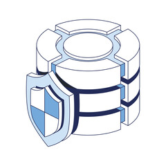 Big data security shield design element. Vector 3d line isometric, color web icons, new flat style. Creative design idea for infographics.