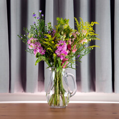 Beautiful bouquet bunch of flowers in a minimalist setting