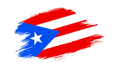 Patriotic of Puerto Rico flag in brush stroke effect on white background