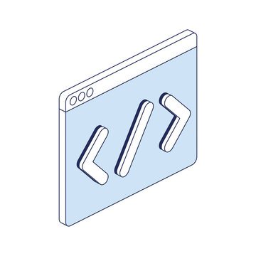 Window screen, development programming. Vector 3d line isometric, color web icons, new flat style. Creative design idea for infographics.