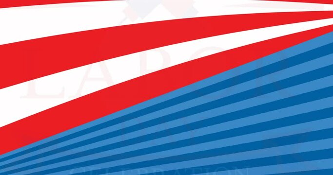 Animation of labor day celebration text over american flag