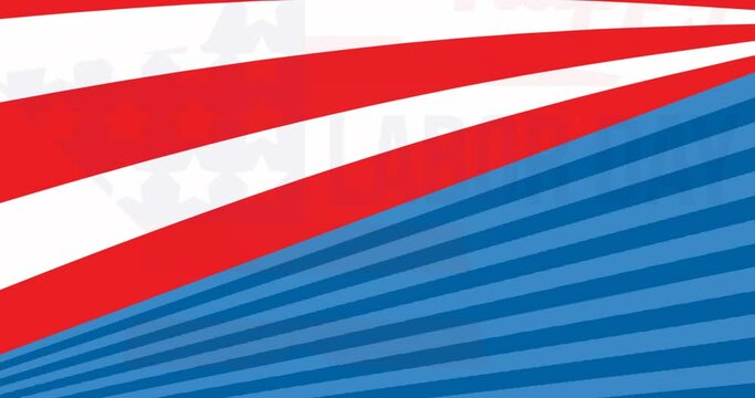 Animation of happy labor day celebration text over star and american flag