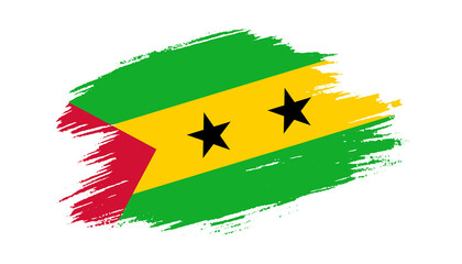 Patriotic of Sao Tome and Principe flag in brush stroke effect on white background