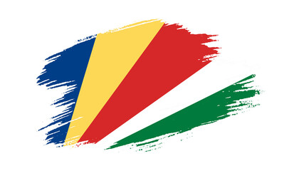 Patriotic of Seychelles flag in brush stroke effect on white background
