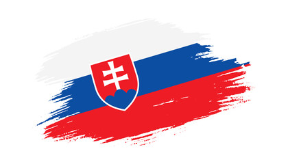 Patriotic of Slovakia flag in brush stroke effect on white background