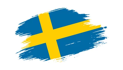 Foto op Aluminium Patriotic of Sweden flag in brush stroke effect on white background © Yagnik