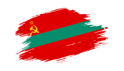 Patriotic of Transnistria flag in brush stroke effect on white background