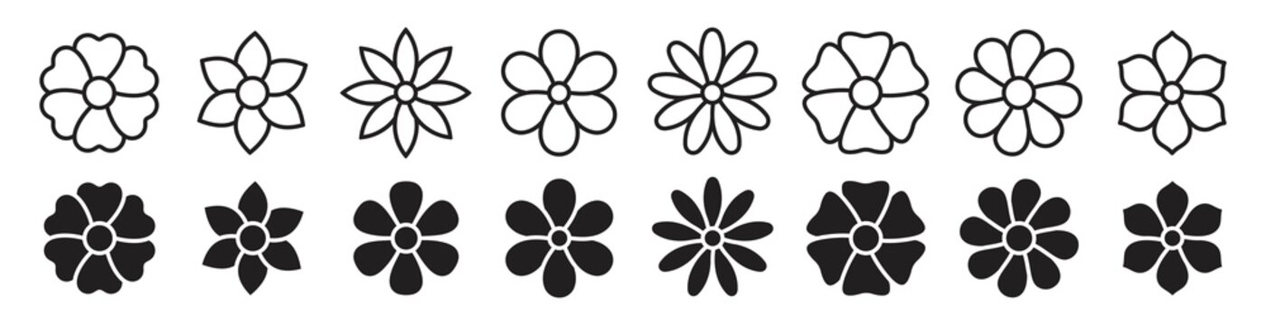 Flower icon set, Flower collection isolated on white background, vector illustration