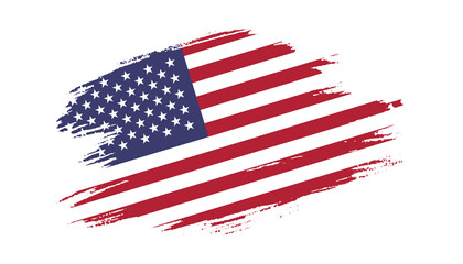Patriotic of United States of America flag in brush stroke effect on white background - obrazy, fototapety, plakaty