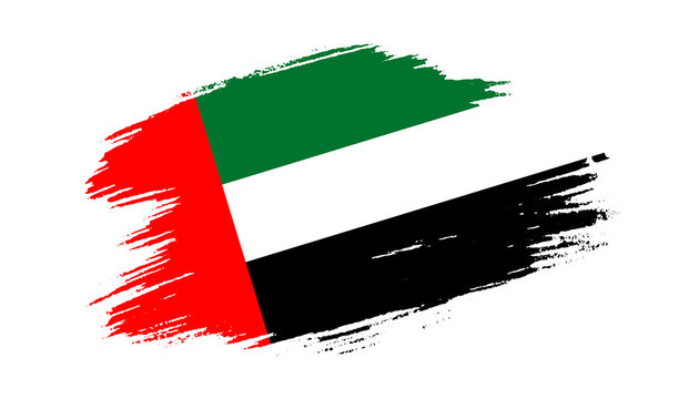Patriotic of United Arab Emirates flag in brush stroke effect on white background