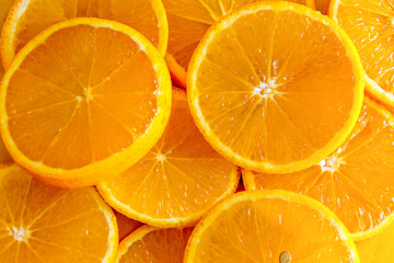 Orange slices texture background. Top view.